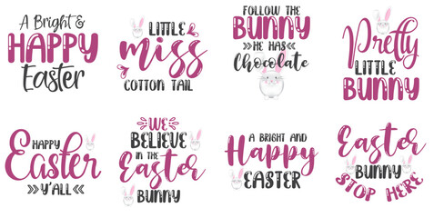 Creative Easter Hand Lettering, Typographic Emblems Set Vector Illustration for Brochure, Gift Card, Book Cover