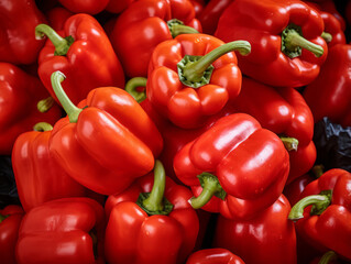 Amazing High angle view of red bell peppers