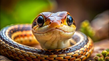 Obraz premium A cute snake with a curious expression staring into the camera