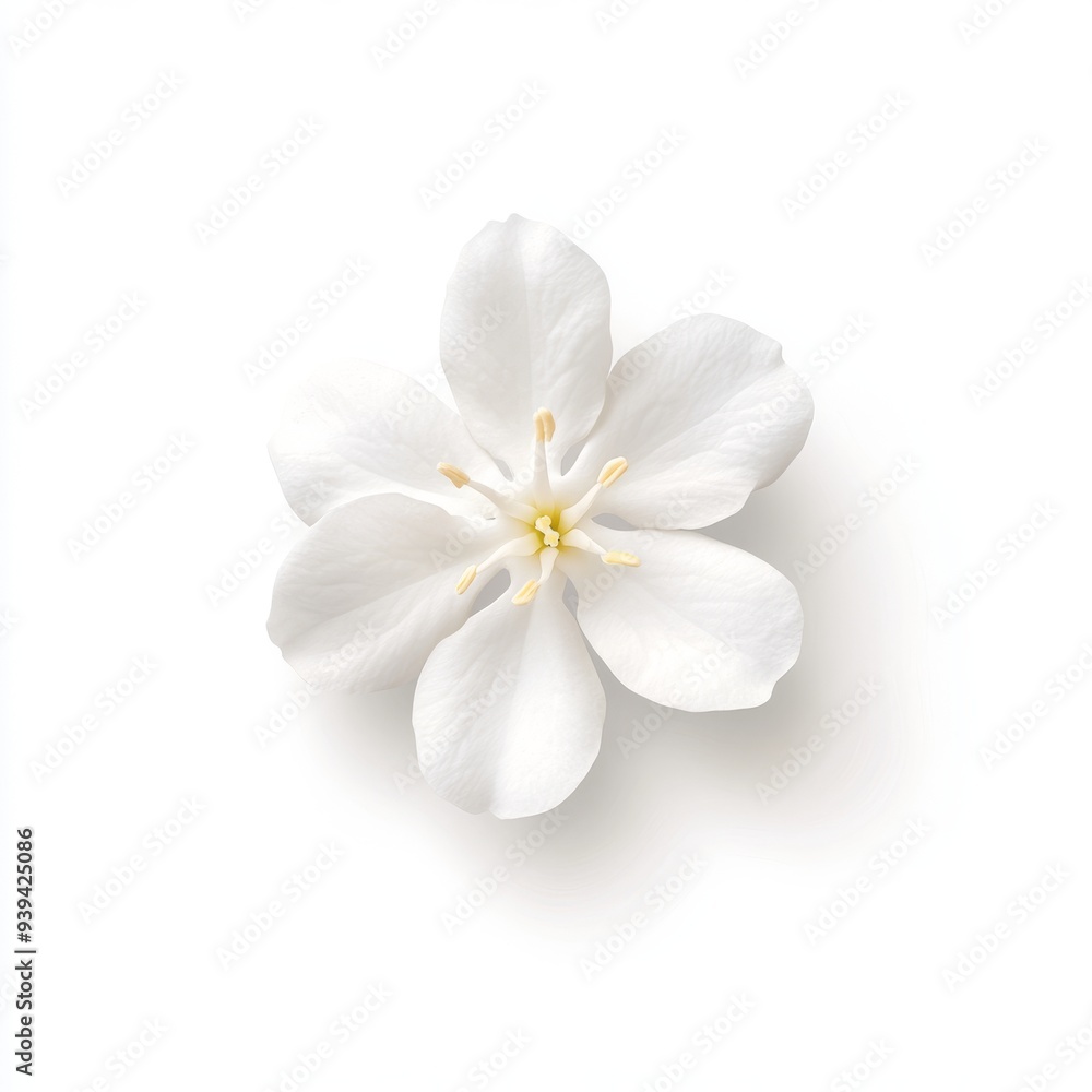 Poster a 3d single icon of a delicate white jasmine flower with small star-shaped petals symbolizing purity