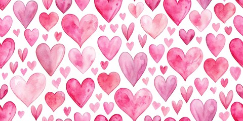 Watercolor pink hearts create a romantic Valentine's Day pattern