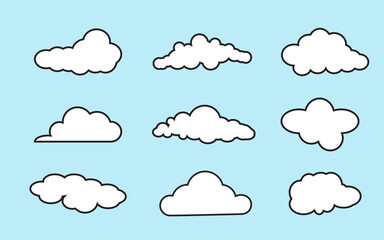 Collection of Flat Design Cartoon Clouds