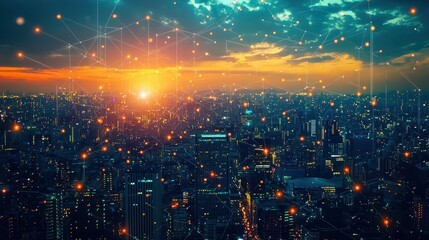 Fototapeta premium Seamless Data Exchange: Mobile Telecommunication Signals Between Towers and Devices