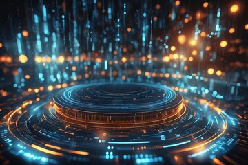 Digital Platform with Blue and Orange Lights