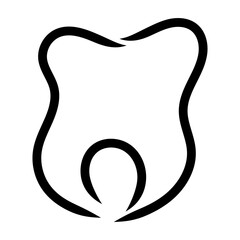Tooth hand drawn illustration logo or icon. Teeth icon. Vector isolated on white background.