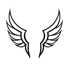 Elegant vector illustration of detailed stylized wings, ideal for tattoos, logos, and artistic designs.