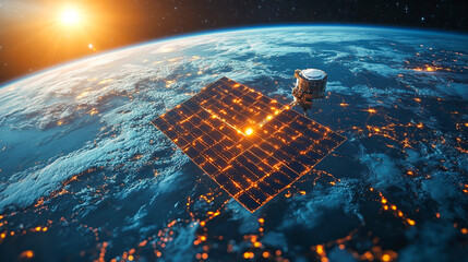 Advanced Satellite Technology Scanning Earth with High-Resolution Sensors for Detailed Data Analysis