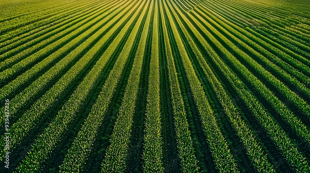 Poster mesmerizing symmetrical crop field captured from drone aerial perspective