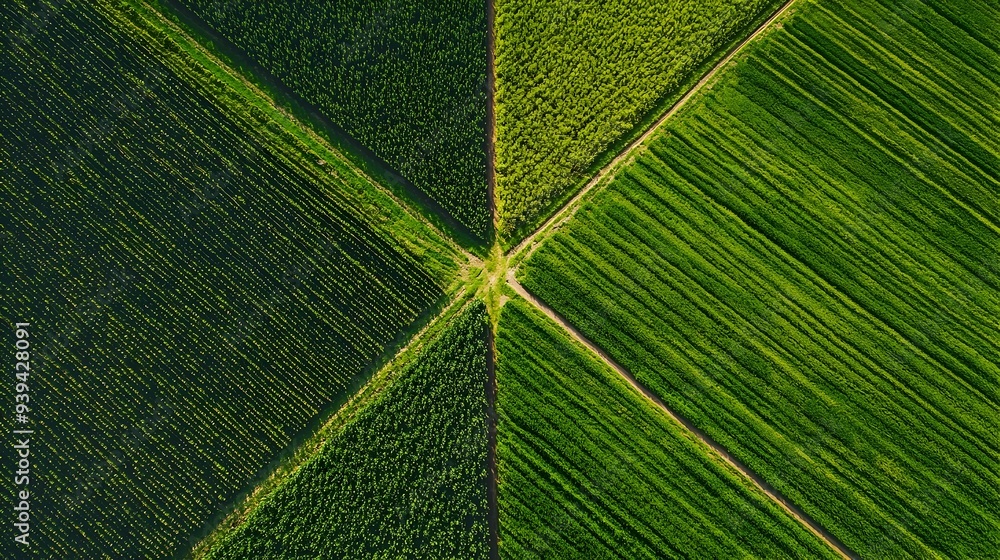 Poster aerial symmetry of geometric crop field patterns from drone perspective