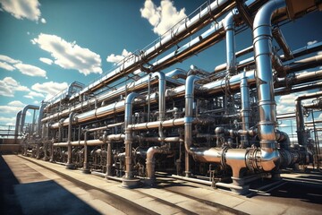 Fototapeta premium ndustrial Pipes against Blue Sky