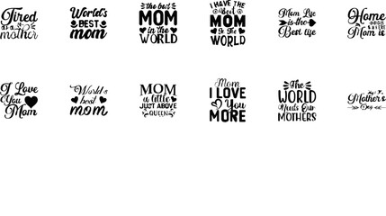 Vibrant Mom Hand Lettering, Calligraphic Lettering Bundle Vector Illustration for Newsletter, Printing Press, Greeting Card