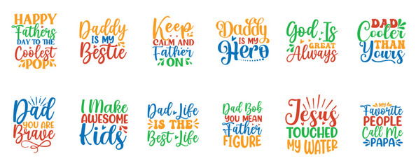 Modern Father Day Typography, Typographic Emblems Pack Vector Illustration for Label, Gift Card, Mug Design