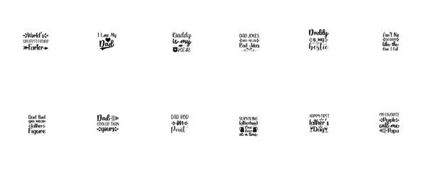 Cute Father Day Calligraphy, Labels And Badges Bundle Vector Illustration for Presentation, Mug Design, Sticker