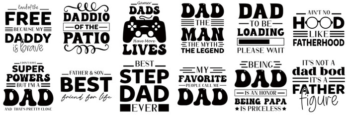 Vibrant Fathers Day Typography, Calligraphic Lettering Pack Vector Illustration for Postcard, Packaging, Logo