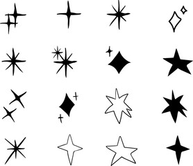 SPARK LIGHT star icons Collection hand drawing of illustrated