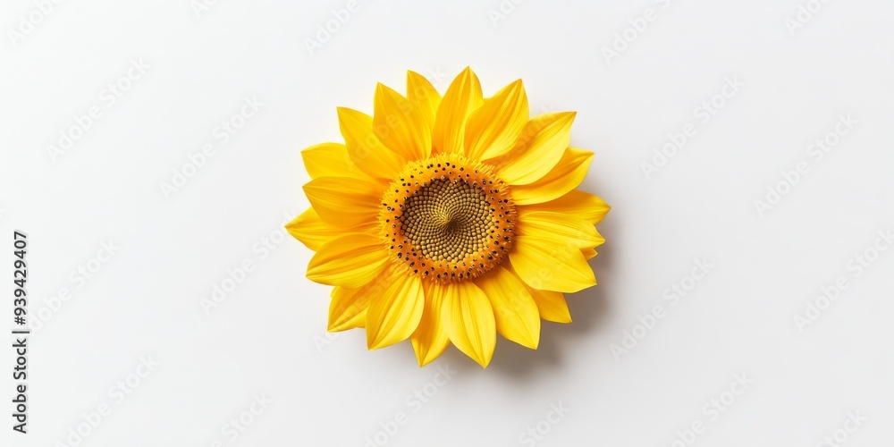 Poster a 3d single icon of a vibrant yellow sunflower with large petals and a detailed center designed in a