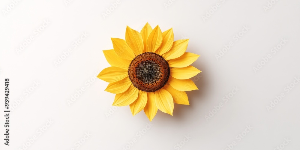 Poster a 3d single icon of a vibrant yellow sunflower with large petals and a detailed center designed in a