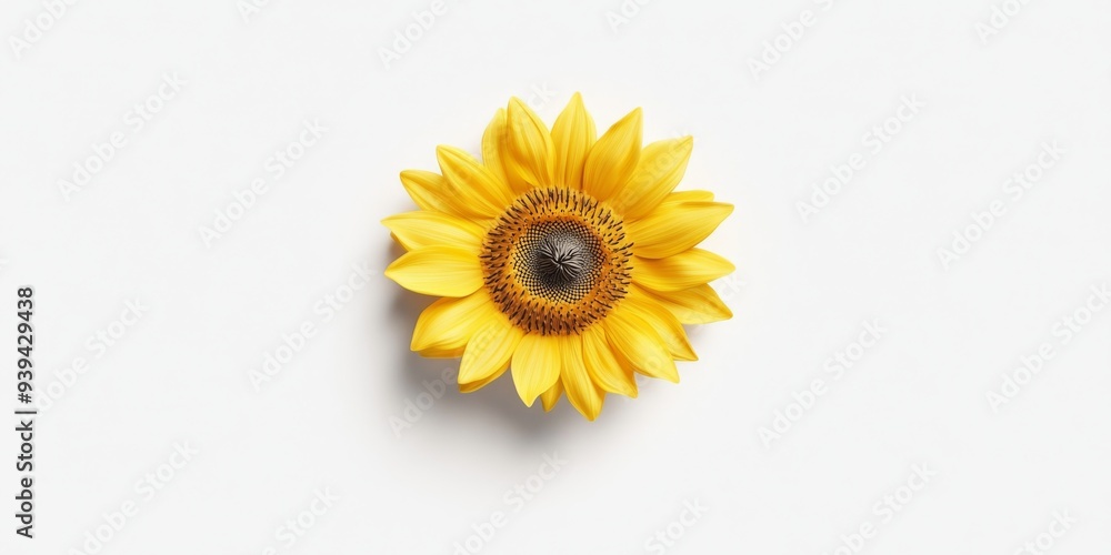 Poster a 3d single icon of a vibrant yellow sunflower with large petals and a detailed center designed in a