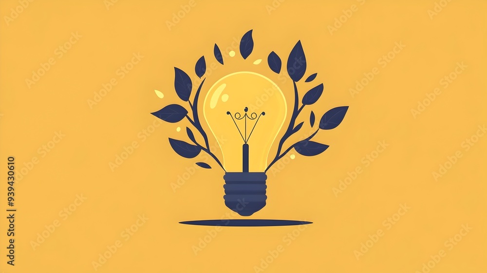 Poster light bulb with tree branches extending,illustrating spreading ideas and growing innovations
