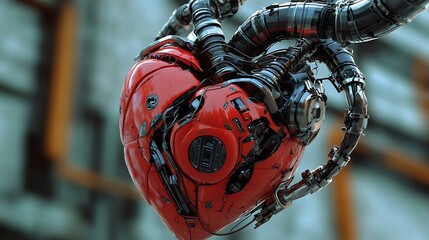 Fototapeta premium Futuristic Mechanical Heart with Intricate Design