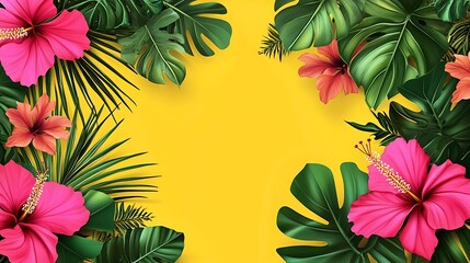 Asian Pacific American Heritage Month Banner with Hibiscus and Copy Space