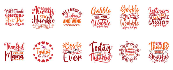 Classic Thanksgiving Labels And Badges, Trendy Retro Style Illustration Pack Vector Illustration for Presentation, Decal, Book Cover