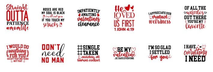 Colourful Valentines Day Invitation, Calligraphic Lettering Bundle Vector Illustration for Postcard, Brochure, Motion Graphics