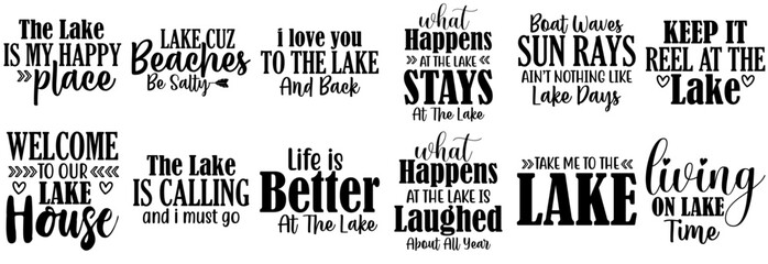 Decorative Lake Quotes, Labels And Badges Pack Vector Illustration for Printable, Stationery, Advertisement