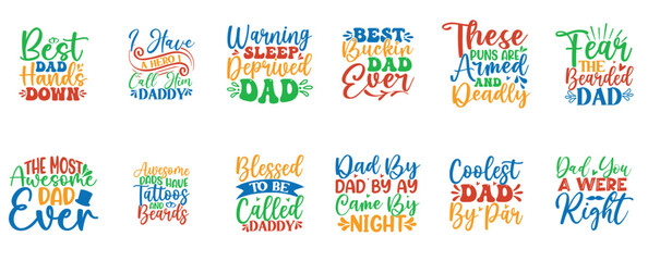 Modern Father Day Inscriptions, Typography Collection Vector Illustration for Motion Graphics, Banner, Infographic