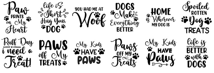 Obraz premium Minimal Dog Quotes, Invitation Collection Vector Illustration for Announcement, Printing Press, Label
