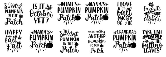 Fototapeta premium Modern Autumn Phrases, Labels And Badges Bundle Vector Illustration for Newsletter, Banner, Sticker