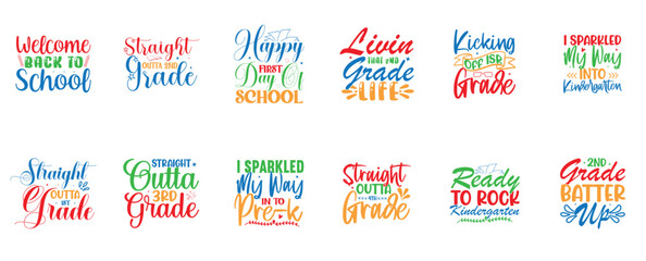 Elegant Back To School Hand Lettering, Calligraphy Collection Vector Illustration for Packaging, Motion Graphics, Icon