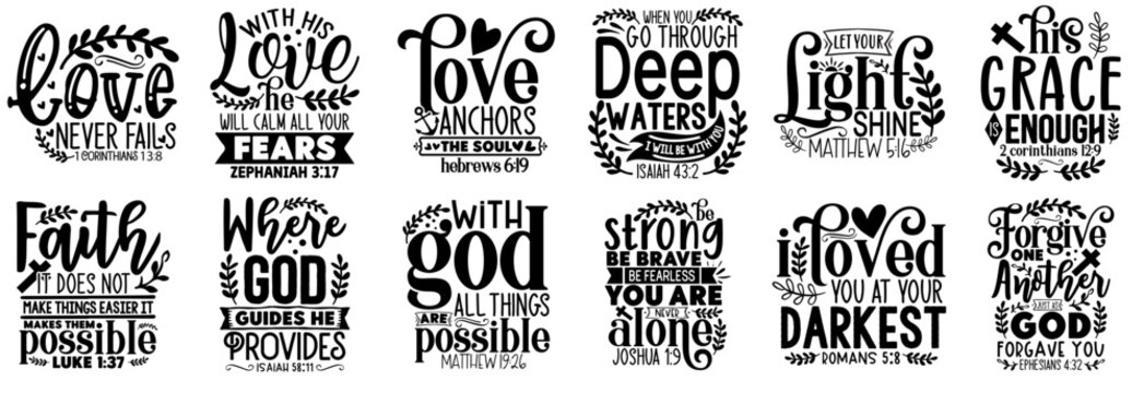 Fototapeta Classic Scripture Phrases, Inscriptions Set Vector Illustration for Packaging, Postcard, T-Shirt Design