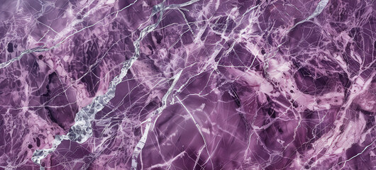 Naklejka premium Elegant purple marble featuring intricate silver veins, a glossy finish enhances its luxurious appeal, perfect for a sophisticated 3D backdrop.