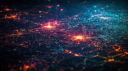Obraz premium Seamless Network Coverage: Visualizing Urban and Rural Signal Distribution in Telecommunication