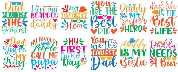 Elegant Fathers Day Labels And Badges, Typography Set Vector Illustration for Icon, Packaging, Advertising