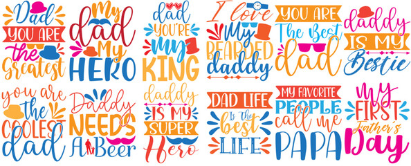 Simple Fathers Day Calligraphy, Calligraphic Lettering Pack Vector Illustration for Icon, Social Media Post, Bookmark