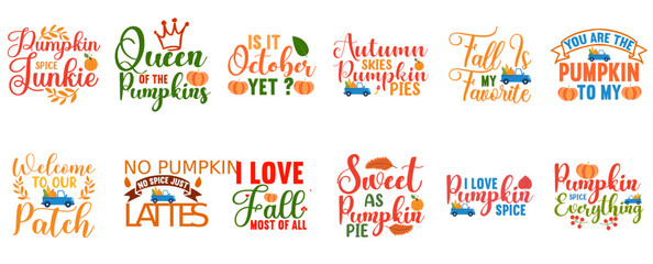 Decorative Fall Invitation, Inscriptions Collection Vector Illustration for Bookmark, Flyer, Logo