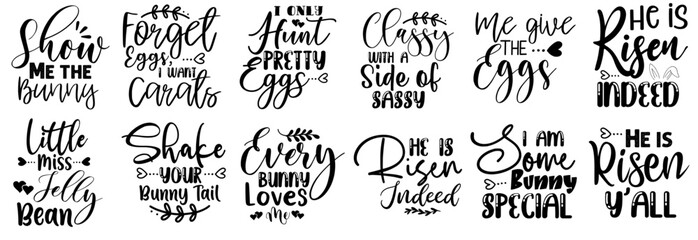 Vibrant Easter Phrases, Quotes Collection Vector Illustration for Flyer, Sticker, Packaging