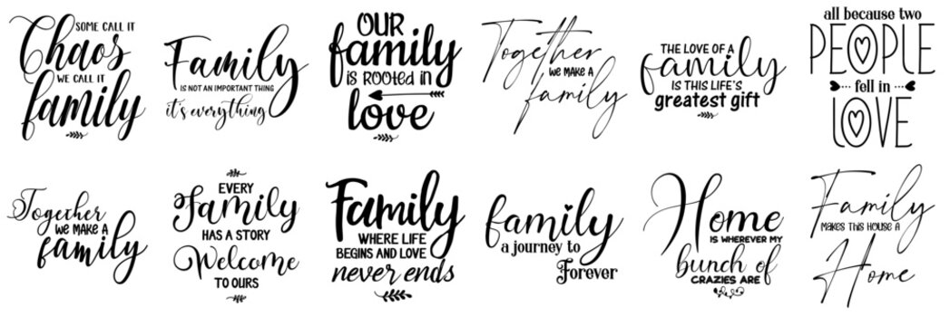 Decorative Family Labels And Badges, Quotes Bundle Vector Illustration for Motion Graphics, Announcement, Advertising