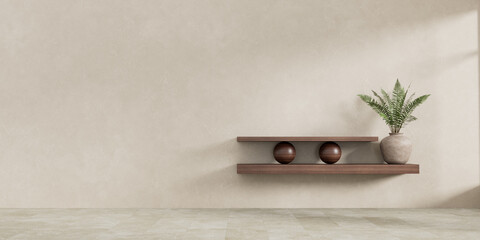 Interior wall mock up with soft minimalist living room. 3D illustration