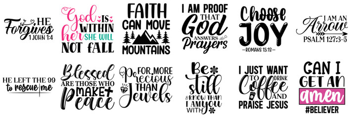 Classic Bible Typography, Inscriptions Set Vector Illustration for Announcement, Flyer, Label