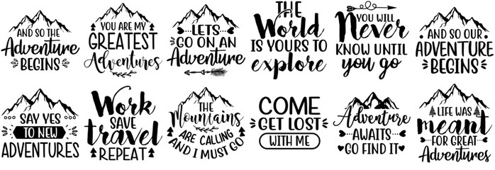 Classic Adventure Inscriptions, Labels And Badges Collection Vector Illustration for Newsletter, Vouchers, Packaging