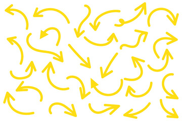 Collection hand drawn arrows. Set simple arrows isolated on white background. Arrow mark icons. Arrow paint - stock vector.