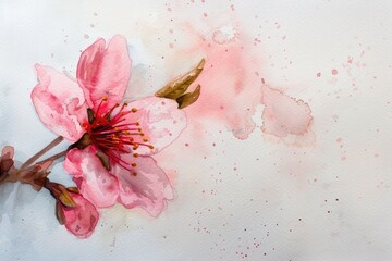 A delicate pink flower illustration, showcasing soft watercolor details and gentle hues, perfect for nature-inspired art.