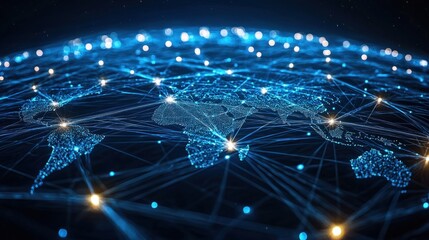 Obraz premium Global Telecommunication Network: Interconnected Web of Data Flow