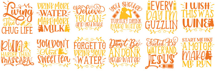 Cute Water Bottle Trackers Calligraphy, Invitation Pack Vector Illustration for Printing Press, Holiday Cards, Newsletter