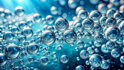 Close up of sparkling water bubbles creating a refreshing and pure aesthetic