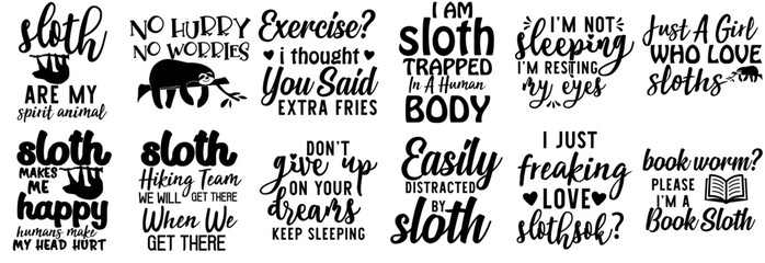 Decorative Sloth Calligraphic Lettering, Calligraphy Bundle Vector Illustration for Decal, Advertisement, Infographic © David