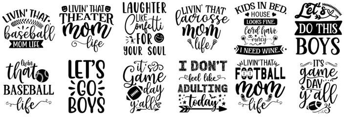 Fototapeta premium Classic Sports Typography, Trendy Retro Style Illustration Set Vector Illustration for Advertising, Mug Design, Bookmark